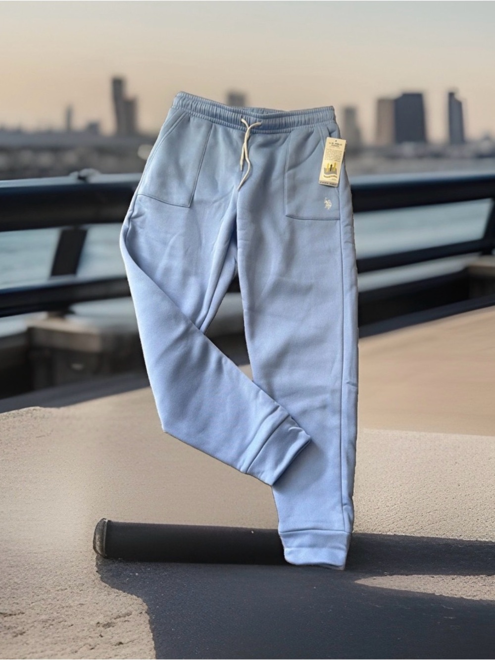 U.S. Polo Assn. Men’s Size M Pocket Fleece Jogger Sweatpants. Light Blue. NWT
